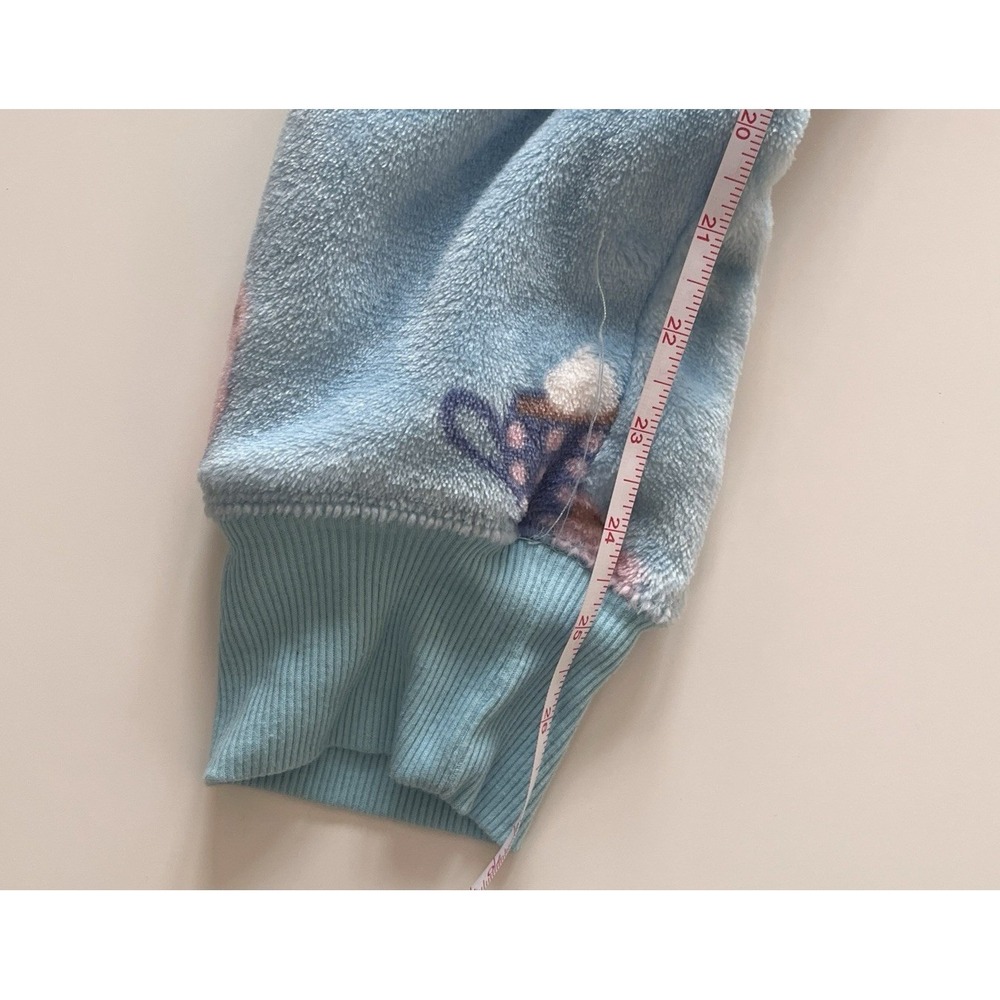 Munki Munki Women's Size L One Piece Pajama Light Blue Coffee Tassle Hood - Picture 10 of 10